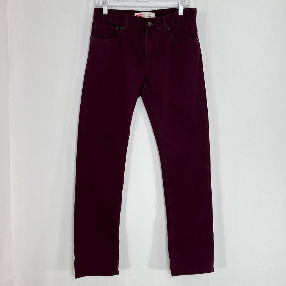 Levis 511 Slim Fit Burgundy Maroon Pants Boys Size 18 Reg 29x29 5511-236